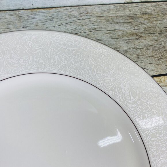 American Manor China CHANTILLY Cream Flowers Platinum Trim Dinner Plates Set 3 - Picture 11 of 15